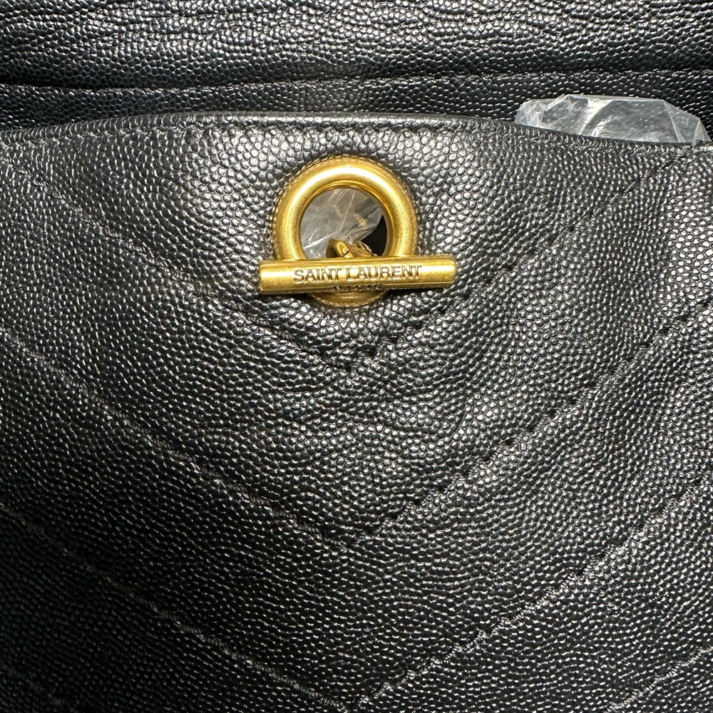 SOLD ❌❌❌ Yves Saint Laurent Black Chevron Shoulder Bag with Gold Chain - Picture 7 of 15